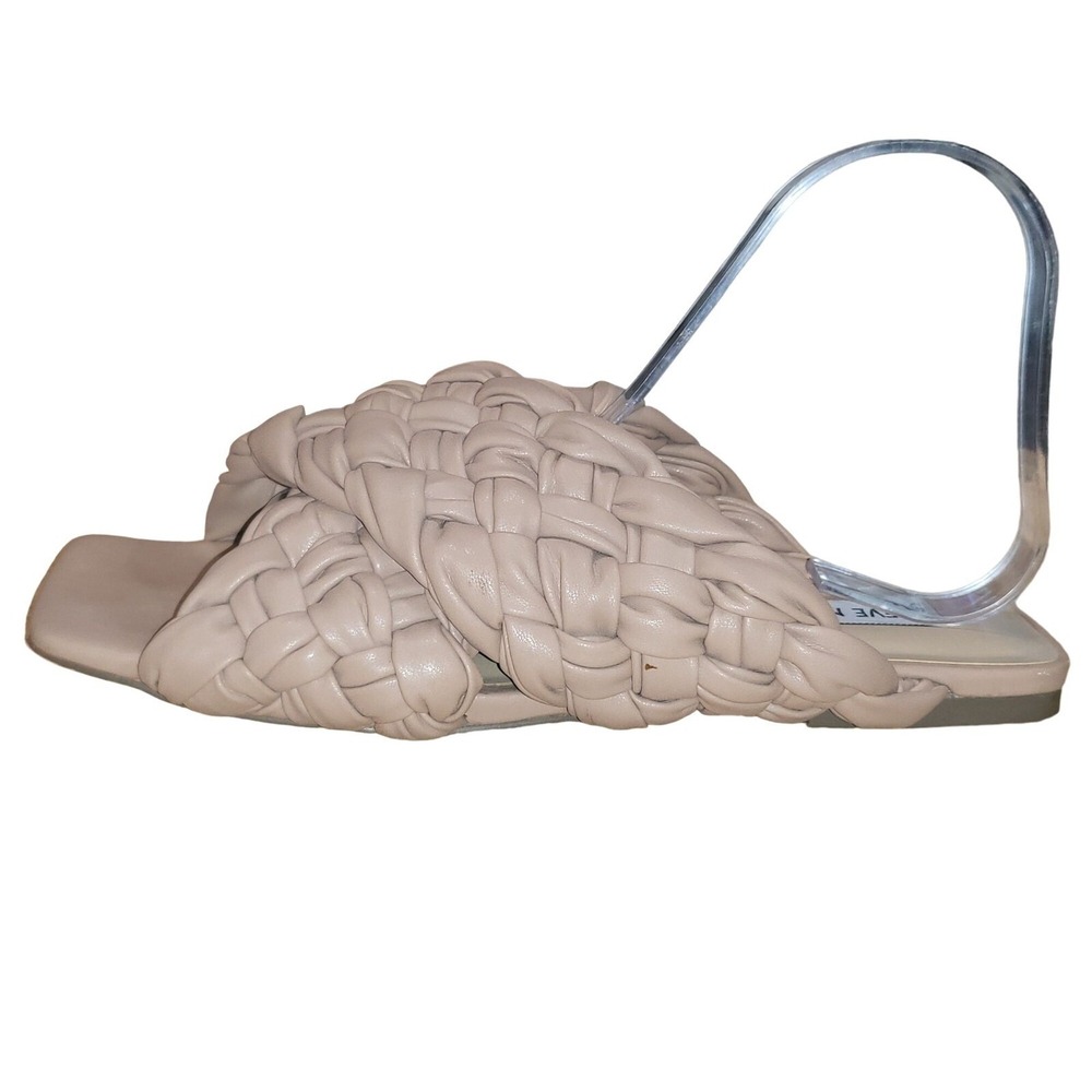 Steve Madden Marina Sandals Women 8 Mauve Pink Basketweave Woven Flat Slide Mule